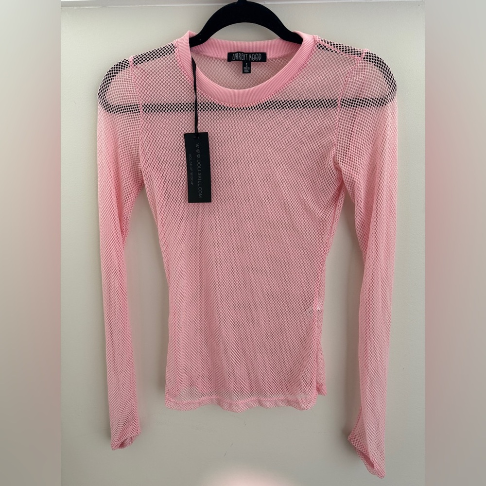 Current Mood - Dolls Kill - See Thru Me Pink Fishnet top